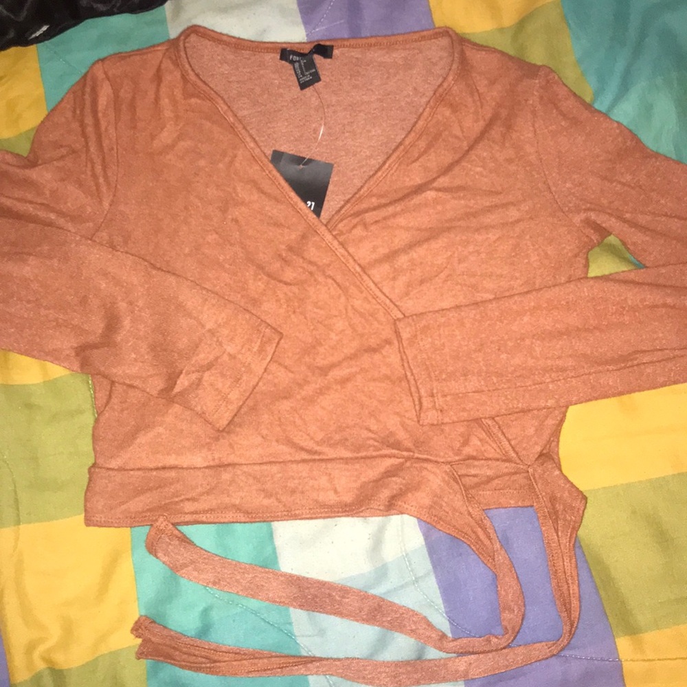 Long sleeve cropped wrap top (never worn)
